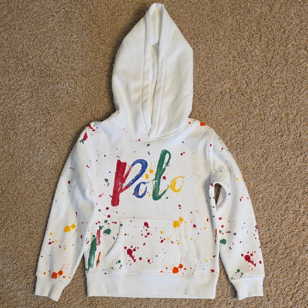 Polo by Ralph Lauren Kids' White Hoodie with Colorful Splatter